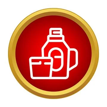 Laundry detergent bottle with measuring cup icon Stock Illustration