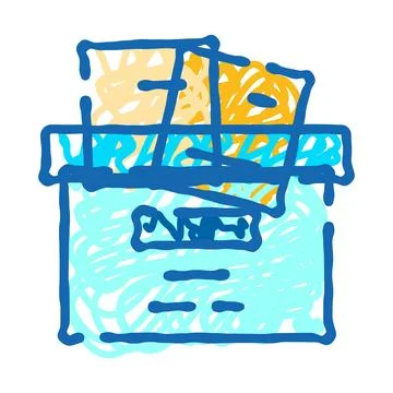 Laundry detergent box with cleaning supplies concept Stock Illustration
