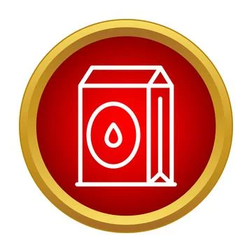 Laundry detergent box flat line icon red gold Stock Illustration