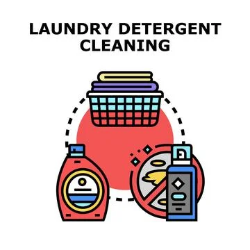 Laundry detergent cleaning products concept vector Stock Illustration