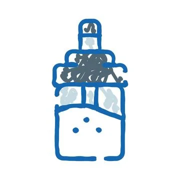 Laundry detergent container line art doodle drawing Stock Illustration