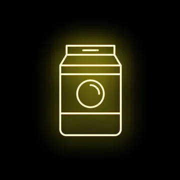 Laundry detergent milk carton box neon icon Stock Illustration