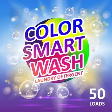 Laundry detergent package ads. Creative soap smart clean design product. Toilet Stock Illustration