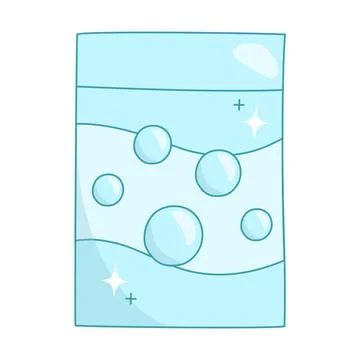 Laundry detergent package with floating soap bubbles symbolizing cleanliness Stock Illustration