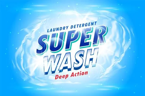 Laundry detergent packaging concept for super clean wash Stock Illustration