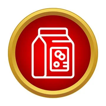 Laundry detergent powder package icon in red circle Stock Illustration