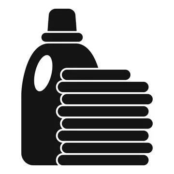 Laundry detergent standing next to a pile of clean clothes イラスト素材