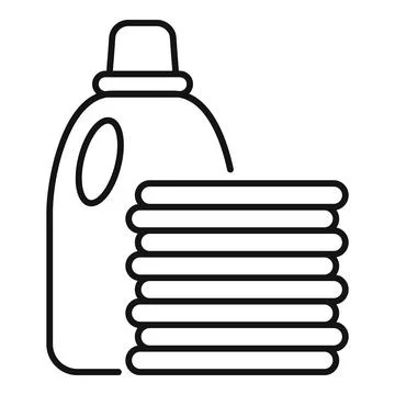 Laundry detergent standing next to a stack of clean clothes Stockillustratie