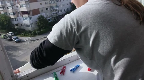 Laundry to dry Stock Footage 68976075