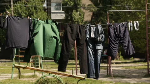 Laundry drying Stock Footage 54944617