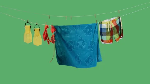 Laundry Drying on green screen Video stock 52185150