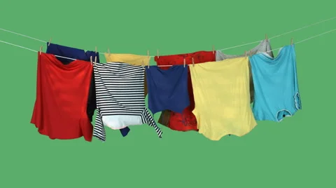 Laundry Drying on green screen Vidéo 52185212