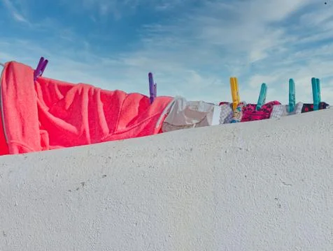 Laundry Drying. Isolated Stock Photos