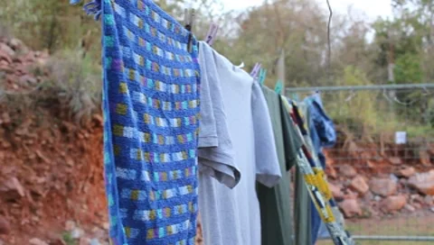 Laundry Drying on Line (HD) Stock Footage 7131361