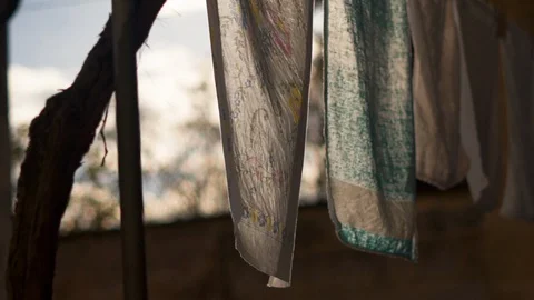 Laundry drying in sun Stock Footage 108735574