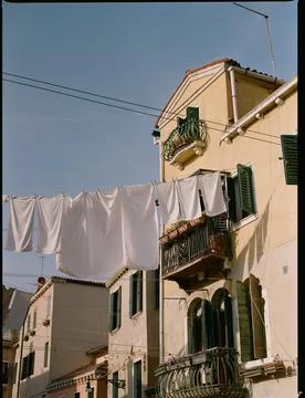 Laundry drying in Venice 스톡 사진