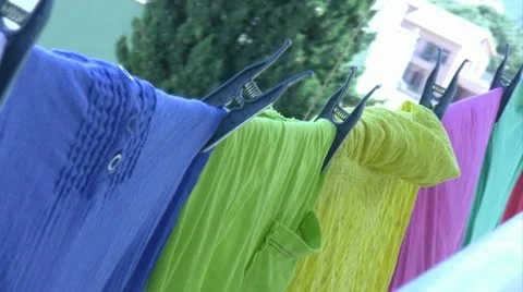Laundry drying in the wind Stock Footage 11778410