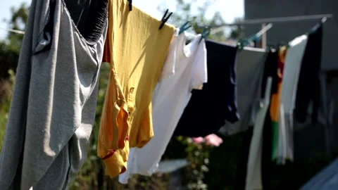 Laundry drying in the wind. Stock Footage 146816413