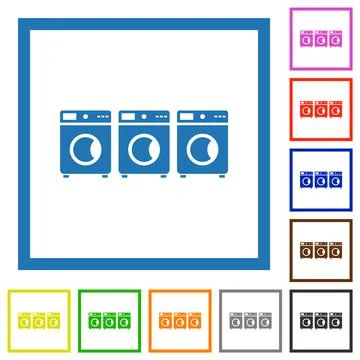 Laundry flat framed icons Stock Illustration