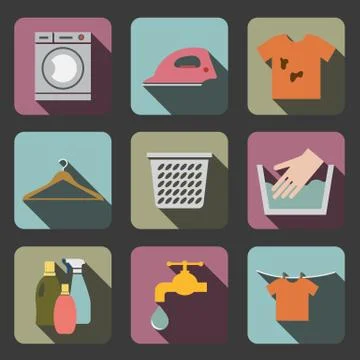 Laundry flat icon Stock Illustration