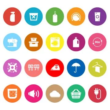 Laundry flat icons on white background Stock Illustration