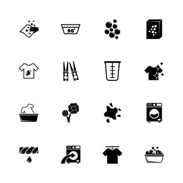 Laundry - Flat Vector Icons Stock Illustration