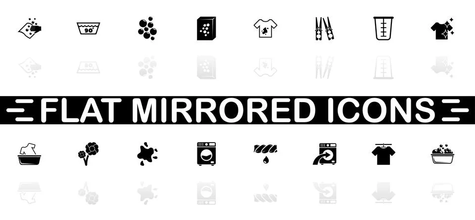 Laundry - Flat Vector Icons Stock Illustration