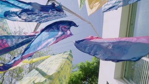 Laundry fluttering in the wind Stock Footage 304269116