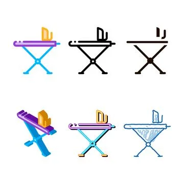 Laundry forms service ironing equipment vector line icon Stock Illustration
