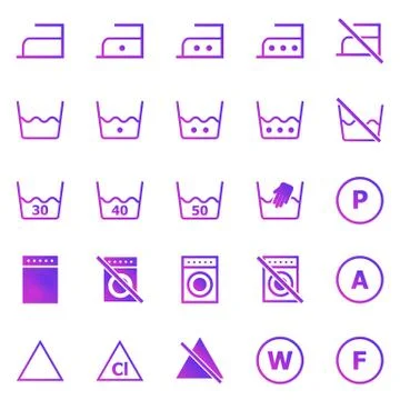 Laundry gradient icons on white background Stock Illustration