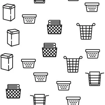 Laundry Hamper Basket Vector Seamless Pattern 스톡 일러스트