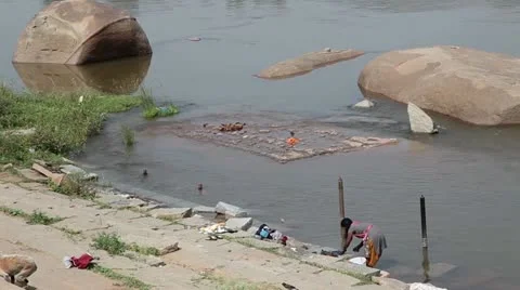 Laundry in Hampi Stock Footage 22308696