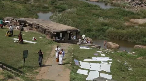 Laundry in Hampi Stock-Footage 22308712