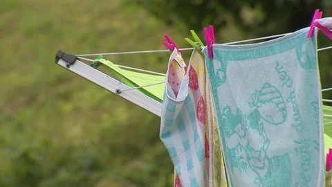 Laundry on a hanger in the sun Stock Footage 78089664