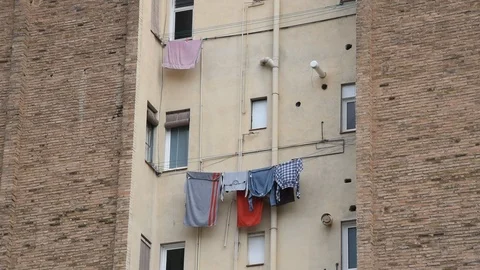 Laundry hanging to dry Stock Footage 87066086