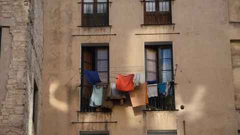 Laundry hanging to dry Stock Footage 87066211
