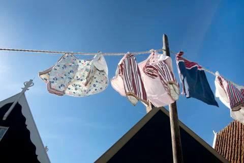 Laundry hanging outside Stock Photos