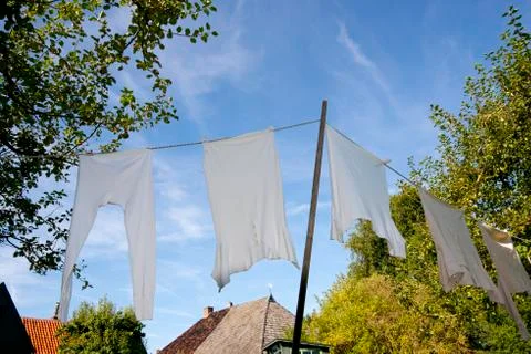 Laundry hanging outside Stock Photos