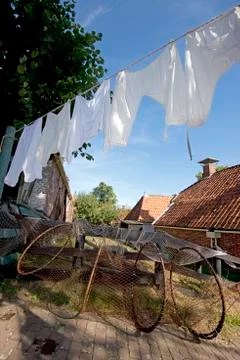 Laundry hanging outside Stock Photos