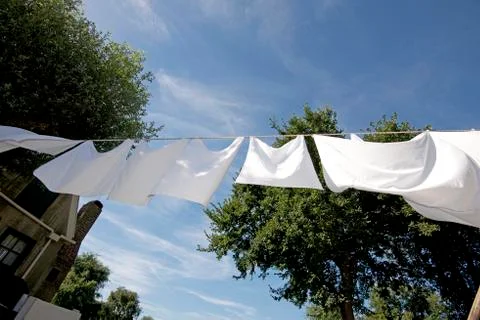 Laundry hanging outside Stock Photos