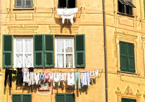 The laundry hanging in the sun Stock Photos
