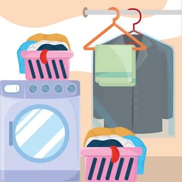 Laundry home room Stock Illustration