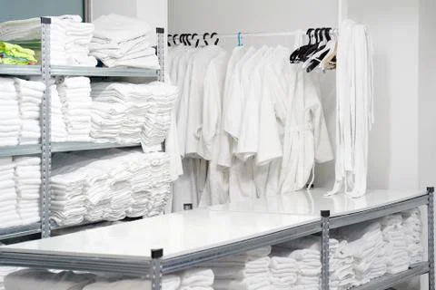 Laundry hotel cleaning services Stock Photos