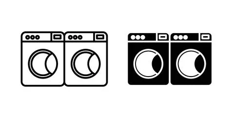 Laundry icon in black and white. vector icon pack for websites Stock Illustration