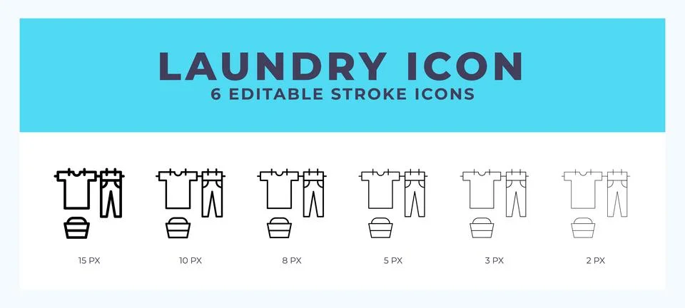 Laundry icon with editable stroke. Outline icon vector illustration. Stock Illustration