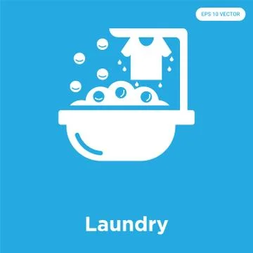 Laundry icon isolated on blue background Free Stock Illustration