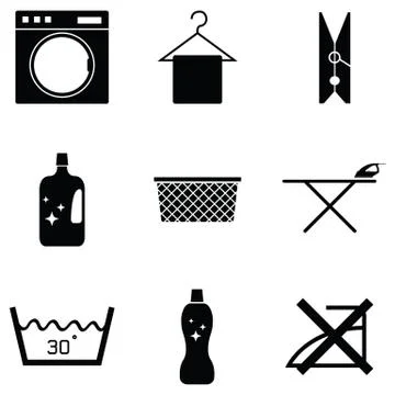 Laundry icon set Stock Illustration
