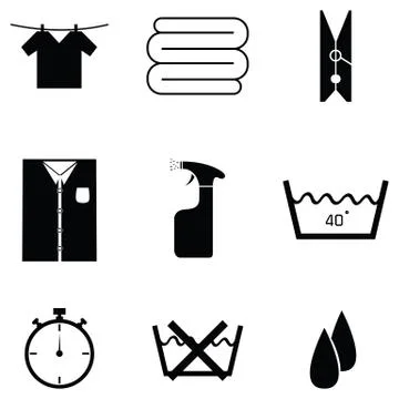 Laundry icon set Stock Illustration