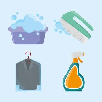 Laundry icon set Stock Illustration