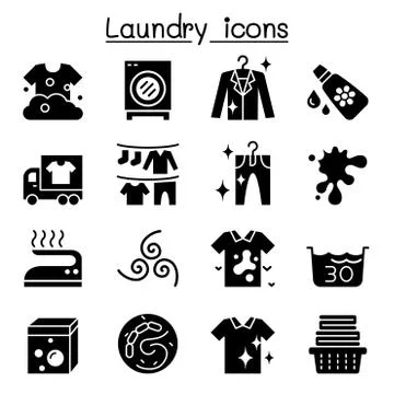 Laundry icon set vector illustration graphic design Illustrazione stock